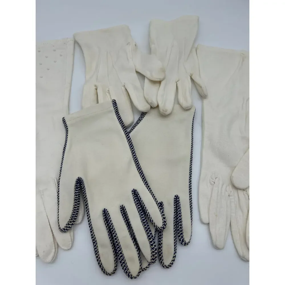 Vintage Cream White Gloves Lot of 4 Pairs Retro Costume Formal As Is